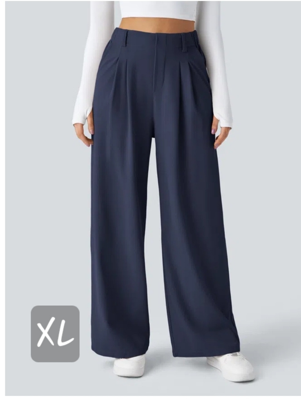 Wide Leg High-Waist Pants in Navy - Women
